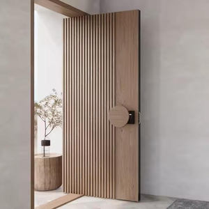 Porte d'entrée pivotante personnalisée 2025 porte d'entrée en bois de teck massif de conception simple pour maison moderne - Product Image 5