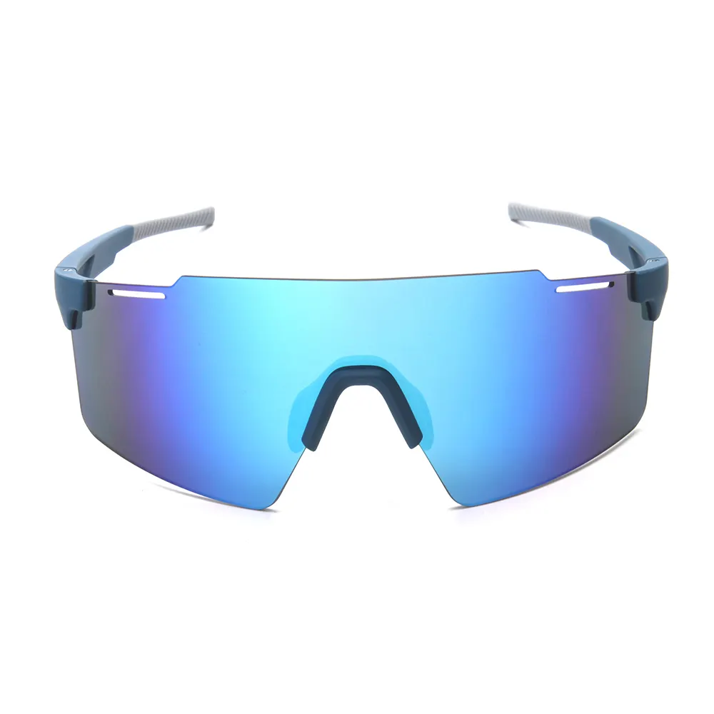 Venta caliente bicicleta de montaña ciclismo correr deportes gafas sombras azul sin montura hombres deportes bicicleta gafas de sol