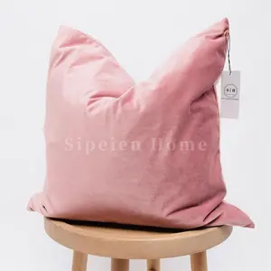 Grosir sarung bantal lempar persegi dekoratif polos sarung bantal beludru sarung bantal untuk Sofa kamar tidur 18x18 inci 45x45 cm