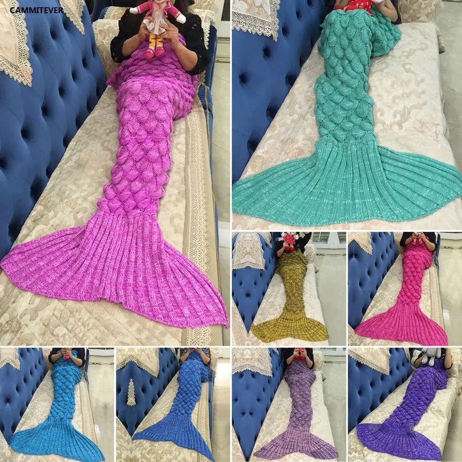 Mermaid Deken Zachte Zeemeermin Staart Voor Sofa Cover Volwassen Kinderen Ontspannen Slapen Dutje Kleurrijke Dekens