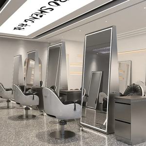 Mueble de Peluquería de Una Cara, Espejo de Acero Inoxidable para Estilista, Barbería - Product Image 2