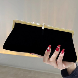 Autumn Winter New Velvet Clutch Bag Celebrity Evening Bag Diamond-encrusted Gift Bag Banquet Bag Elegant All-match Fish Hook - Product Image 1