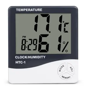 LCD Electronic Temperature Humidity Meter Indoor Room Digital Thermometer Hygrometer Weather Station Alarm Clock HTC1