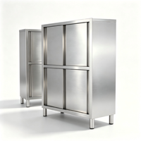 Armoire de rangement en acier inoxydable pour usage commercial avec 4 portes coulissantes pour cuisine de restaurant