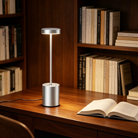 Lampe de table LED sans fil rechargeable, portable, en métal, pour intérieur et extérieur, avec charge USB et commande tactile, veilleuse de chevet
