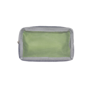 Pochette de rangement de voyage verte, sac organisateur de cosmétiques en maille suspendu avec poches zippées, pliable, capacité moyenne - Product Image 6