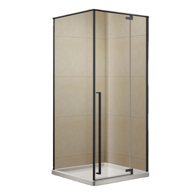 Черная ручка из нержавеющей стали, 8 мм, прозрачная стеклянная душевая кабина для ванной комнаты