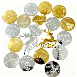 ของตกแต่งคัพเค้กอะคริลิคคริสต์มาสลายรังผึ้งและน้ำผึ้ง รูปทรงกลม ตัดด้วยเลเซอร์ สำหรับงานปาร์ตี้วันหยุด - Product Image 1