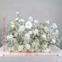 Décorations florales artificielles en soie et tissu blancs de haute qualité pour allées de mariage et tables, 100 cm, vente en gros usine