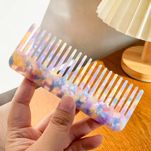 Pettine per Capelli da Donna in Acetato Colorato, Versione Coreana, Elegante e Retrò, Antistatico, Portatile per Bagno e Camera da Letto - Product Image 6