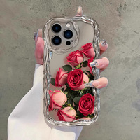 Coque de téléphone portable antichoc en TPU souple avec placage de luxe et motif créatif Fleur Papillon pour iPhone 17 12 13 14 15 16 Pro Max