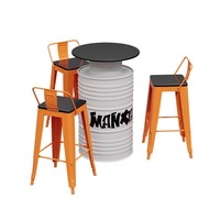 Ensemble de meubles de bar à pôle élevé de style industriel fer durable avec tambour à huile créatif caractéristiques de conception table et chaise avec dossier
