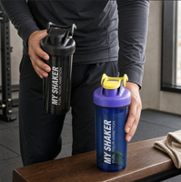 Botol Shaker Protein Gym dengan Tutup Penyangga Ponsel, Cangkir Pencampur Olahraga Portabel dengan Tutup Flip dan Skala Pengukur