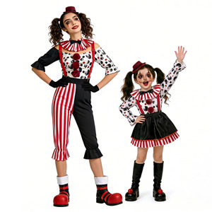 Costumes de clown de cirque pour Halloween, ensemble de costumes parent-enfant, tenues de fête à manches longues ajustables pour femmes et enfants - Product Image 5