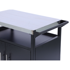 Two-Door Black Outdoor Grill Cart Patio Furniture Portable Mobile BBQ <b>Table</b> <b>Storage</b> Rack-Grilling Accessories for <b>Camping</b> - Product Image 2