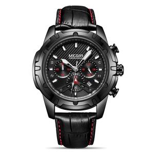 Montre de sport pour hommes, étanche, lumineuse, en cuir véritable, chronographe multifonctionnel, montre-bracelet à quartz - Product Image 5