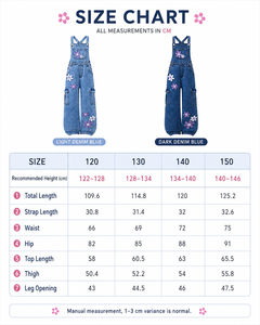 Nuovi Salopette in Denim Ricamate a Fiori per Bambine 2026, Vestibilità Ampia, Jeans Casual a Gamba Larga, Pantaloni con Bretelle, Moda Streetwear per Bambini - Product Image 6