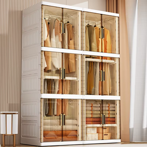 Armoire de rangement pliable en plastique avec couvercle, boîtes de rangement pliables pratiques pour jouets, organiseurs de vêtements - Product Image 4