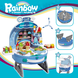 Juego de simulación 2 en 1 de tienda de postres arcoíris con bolsa de almacenamiento y accesorios de comida completos para juego de rol infantil - Product Image 2