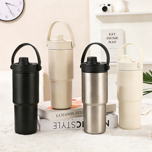 Thermos in Acciaio Inox di Grande Capacità con Rivestimento in Ceramica a Righe per Isolamento Termico 6-12 Ore Tazza per Auto Tè Caffè - Product Image 1