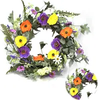 56CM Hand wrapped Poppy wreath personalized spring Flower natural artificial wreaths