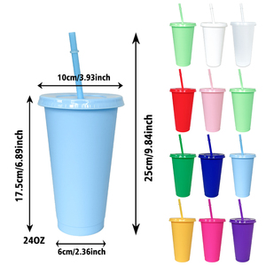 Vasos de Plástico Personalizados <span class=keywords><strong>con</strong></span> Logotipo de 24 oz (710 ml) <span class=keywords><strong>con</strong></span> Tapas <span class=keywords><strong>y</strong></span> Pajitas, Vasos Reutilizables para Fiestas <span class=keywords><strong>y</strong></span> Regalos de Cumpleaños - Product Image 2