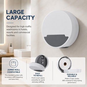 Distributeur de papier mural blanc pour rouleaux <span class=keywords><strong>jumbo</strong></span> – Fournitures hôtelières pour toilettes et salles de bain - Product Image 5