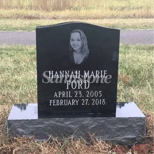 Black Granite Laser Etching Portrait Headstone Tombstone And Monuments Design