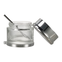 Pot en verre cosmétique de luxe en gros, 30g, 50g, 80g, 100g, doré, pour crème visage et soins de la peau, avec base dorée et cuillère