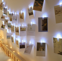 Lampe murale LED transparente à clipser, alimentée par piles, pour photos, billets, cartes, décoration de chambre et de maison, idéale pour les anniversaires