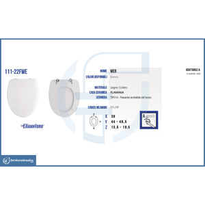 Asiento de Inodoro Moderno Flaminia Vaso Web con Liberación Rápida, Forma Alargada, Bidés Electrónicos, Duradero, de Bambú, Madera, Plástico, Resina de Urea UF - Product Image 2