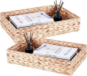 Bandeja de Servir de Ratán Hecha a Mano Ecológica, Bandeja de Mimbre Natural Tejida a Mano para Servir Desayuno, Café, Té y Comida, Decoración del Hogar - Product Image 2