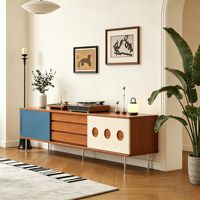 Meuble TV en bois naturel, design moderne, de qualité supérieure, avec rangement pour salon