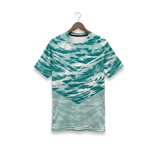 Maillot de football unisexe à manches courtes et col rond, imprimé vague sublimé, en polyester anti-humidité, personnalisable avec le nom de l'équipe, vêtement d'été - Product Image 1
