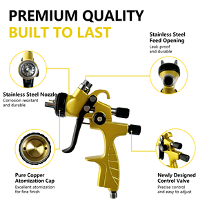 <span class=keywords><strong>Pistolet</strong></span> de pulvérisation HVLP L200 avec embout en acier inoxydable pour peinture automobile haut de gamme et atelier de retouche automobile professionnel - Product Image 2