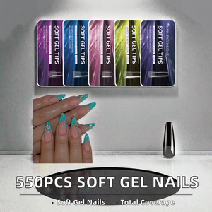 550 capsules d'ongles artificiels en ABS semi-mat, formes amande, French, cercueil, couvrance totale, pour <span class=keywords><strong>extension</strong></span>, certifiées CE - Product Image 2