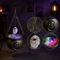 SIPKLR Décoration d'Halloween Murale Lumineuse : Foyer Magique et Baril Squelette Effrayant