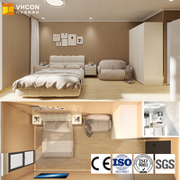 Chambre individuelle pour étudiant avec aménagement personnalisable, salle de bain en suite et lavabo, pour dortoir universitaire, maison conteneur avec toilettes