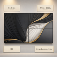 Mur vidéo LCD 65 pouces avec cadre de 1,8 mm, système de raccordement 2x2 4x4, panneau LED IPS HD, luminosité 700 cd/m² pour salles de bal d'hôtel et événements