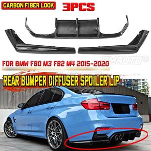 Nouveau lot de 3 diffuseurs de pare-chocs arrière pour BMW F80 M3 F82 M4 2015-2020, protection de lèvre de pare-chocs arrière, séparateur de pare-chocs arrière - Product Image 1