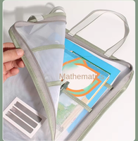 Sac à main en maille transparente à fermeture éclair en forme de L A3/A4 Grande ouverture pour les devoirs Tutoriel pour les élèves du primaire et du secondaire