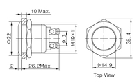 ONPOW 19mm interrupteur à bouton-poussoir étanche à tête plate momentanée à surface noire avec 1NO ( GQ19F-10/A) CE, RoHS