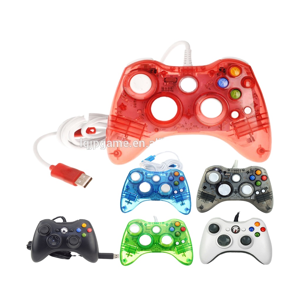 Manette de jeu filaire USB avec éclairage LED, 4 couleurs, compatible avec xbox 360/Xbox360, scintillant dans l'obscurité