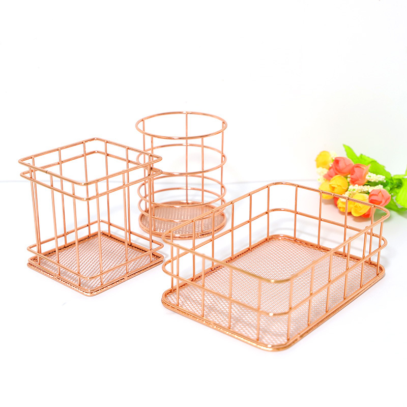 Лидер продаж, кованая металлическая корзина для хранения, Настольная и домашняя корзина для хранения, Круглый держатель для ручек