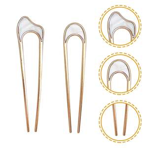 Horquillas de 2 puntas para peinados recogidos, accesorios para el cabello de mujer, horquillas de aleación metálica en oro y plata, horquillas en forma de U - Product Image 6