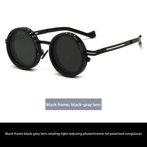 Occhiali da Sole Polarizzati Dimmerabili a 9 Livelli con Filtro ND Rotante Continuo, Aste in Metallo Cavo, Stile Steampunk Vintage Unico - Product Image 5