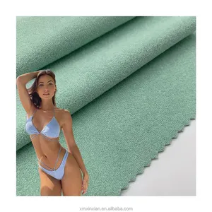 उच्च गुणवत्ता पर्यावरण के अनुकूल पुनर्नवीनीकरण नायलॉन फ्रेंच टेरी कपड़े swimwear के बिकनी के लिए 4 रास्ता खिंचाव तौलिया टेरी कपड़े