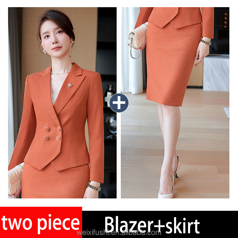Orange blazer+skirt