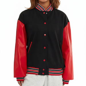 Veste d'hiver pour femme 2025, veste de style universitaire, veste en cuir personnalisée, veste courte respirante en molleton de coton, veste de style universitaire pour femme - Product Image 1