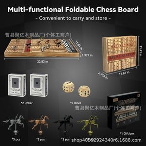 Jeu de société de course de chevaux en bois pliable avec pièces en métal, coffret cadeau éducatif pour enfants et adultes - Product Image 3